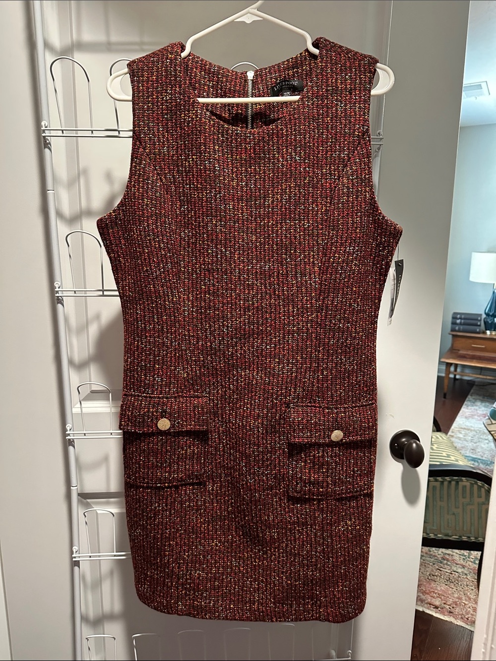 Liverpool Burgundy Multi Knit Sleeveless Shift Dress